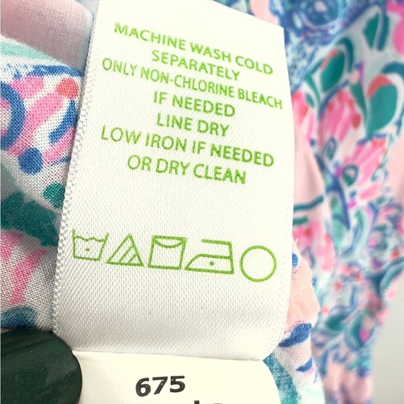 Lilly Pulitzer Womens Willa Flounce Sleeve Top Size XXS Pink Blue Tropical Print - Picture 8 of 11